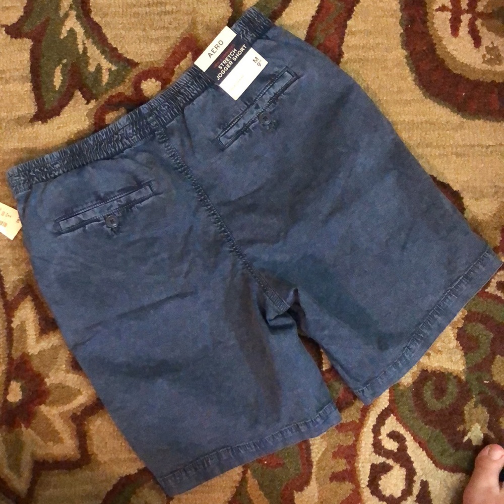 AERO Size Medium Jogger Stretch Short Elastic Tie Waist Blue 4 pocket $49 NEW